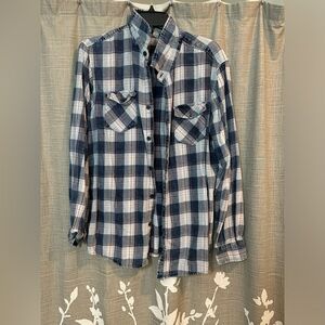 Blue and orange flannel